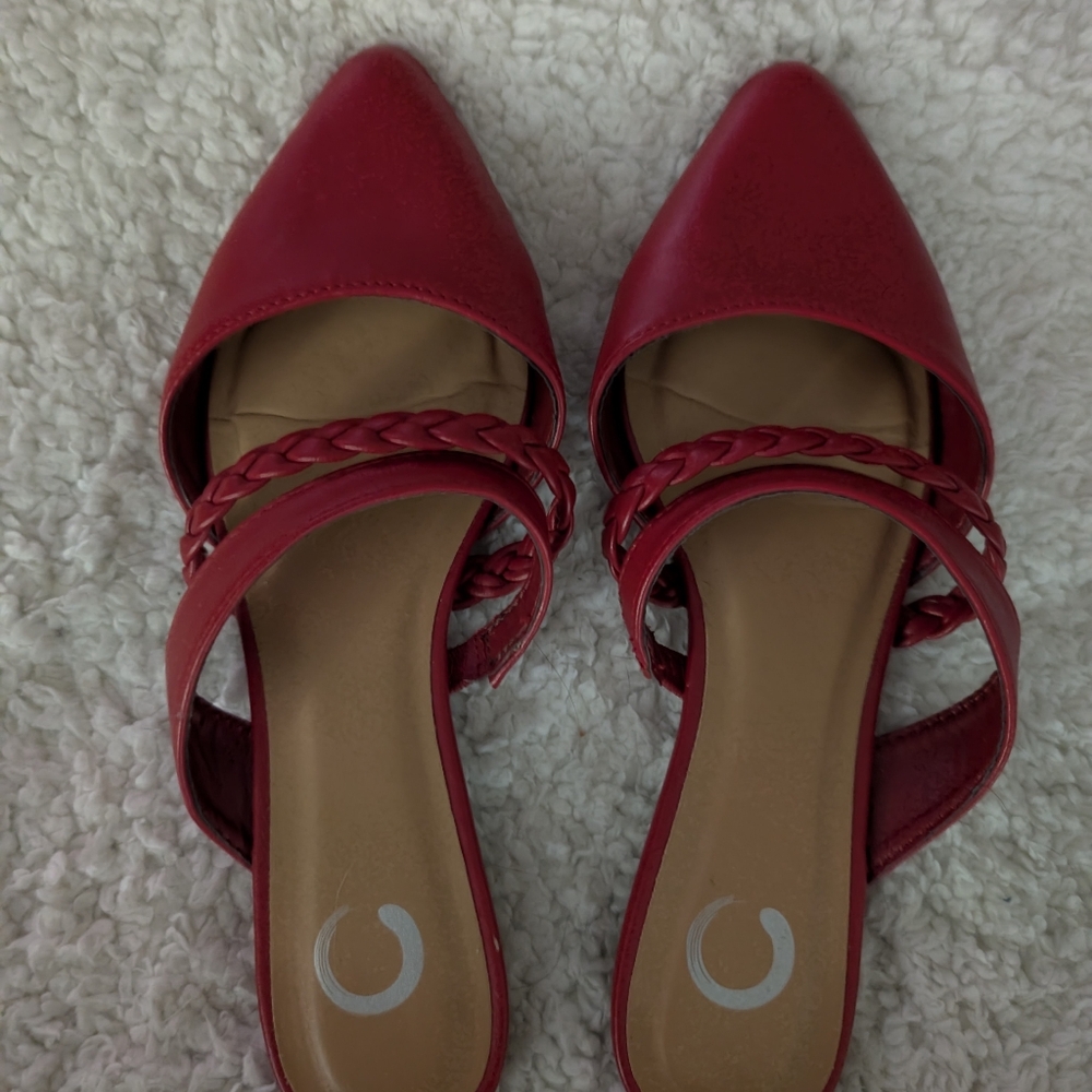 Italian Shoemakers Red Braided Mules